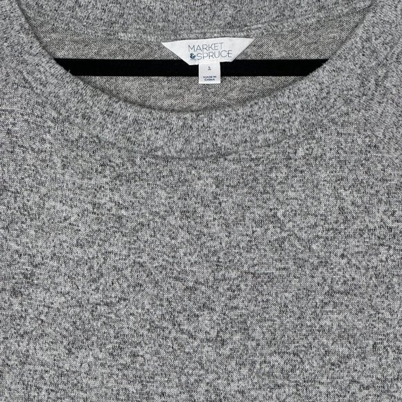 Women's Market and Spruce Heathered Gray Long Sleeve Sweater Sz L - Picture 2 of 3